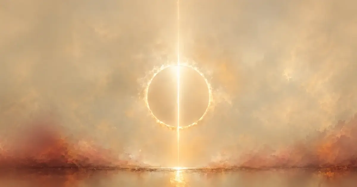 Goldener Lichtkreis über einer stillen Wasserfläche, Symbolbild für die Seite Für dich