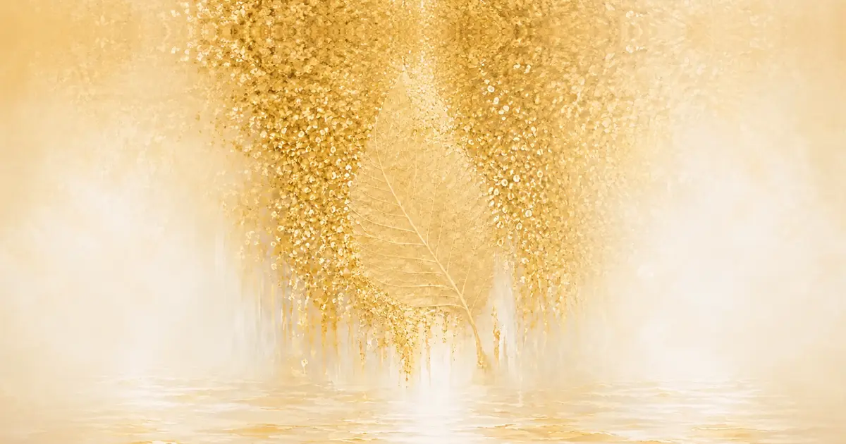 Goldenes Blatt-Motiv mit sanftem Lichtschimmer