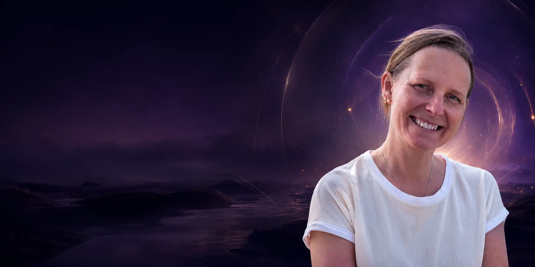 Valeria Told vor kosmischem Portal
